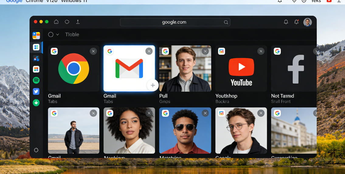 谷歌浏览器v120官方版主界面截图，展示多标签页管理和书签栏功能